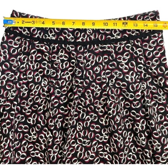LOFT Cotton Chain Print Pleated Flare Skirt Ribbon Ann Taylor Knee Length 4 - Picture 6 of 9